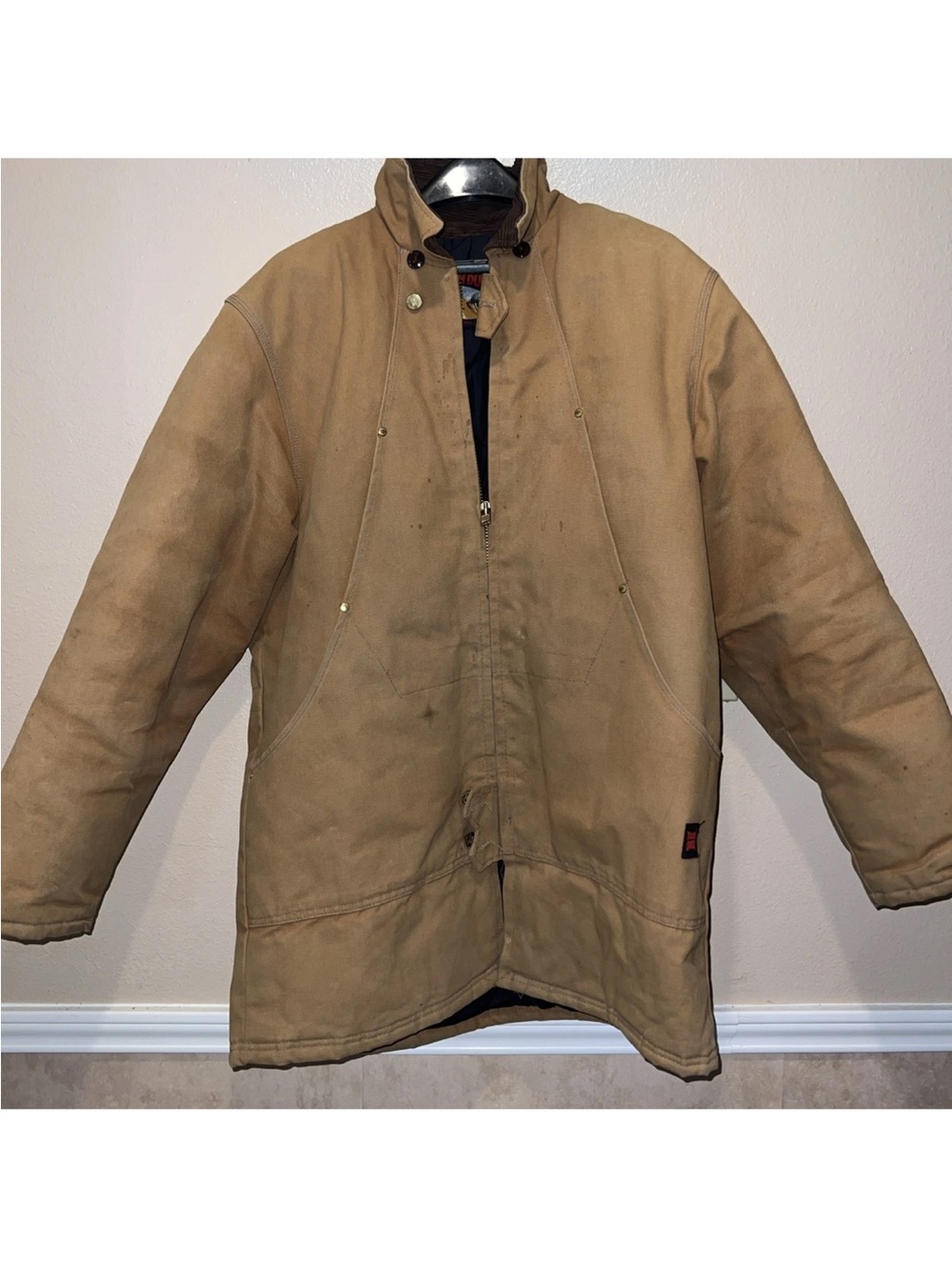 Tough Duck Heavy duck Canvas Insulated 3/4 Length Chore Size Large Tan